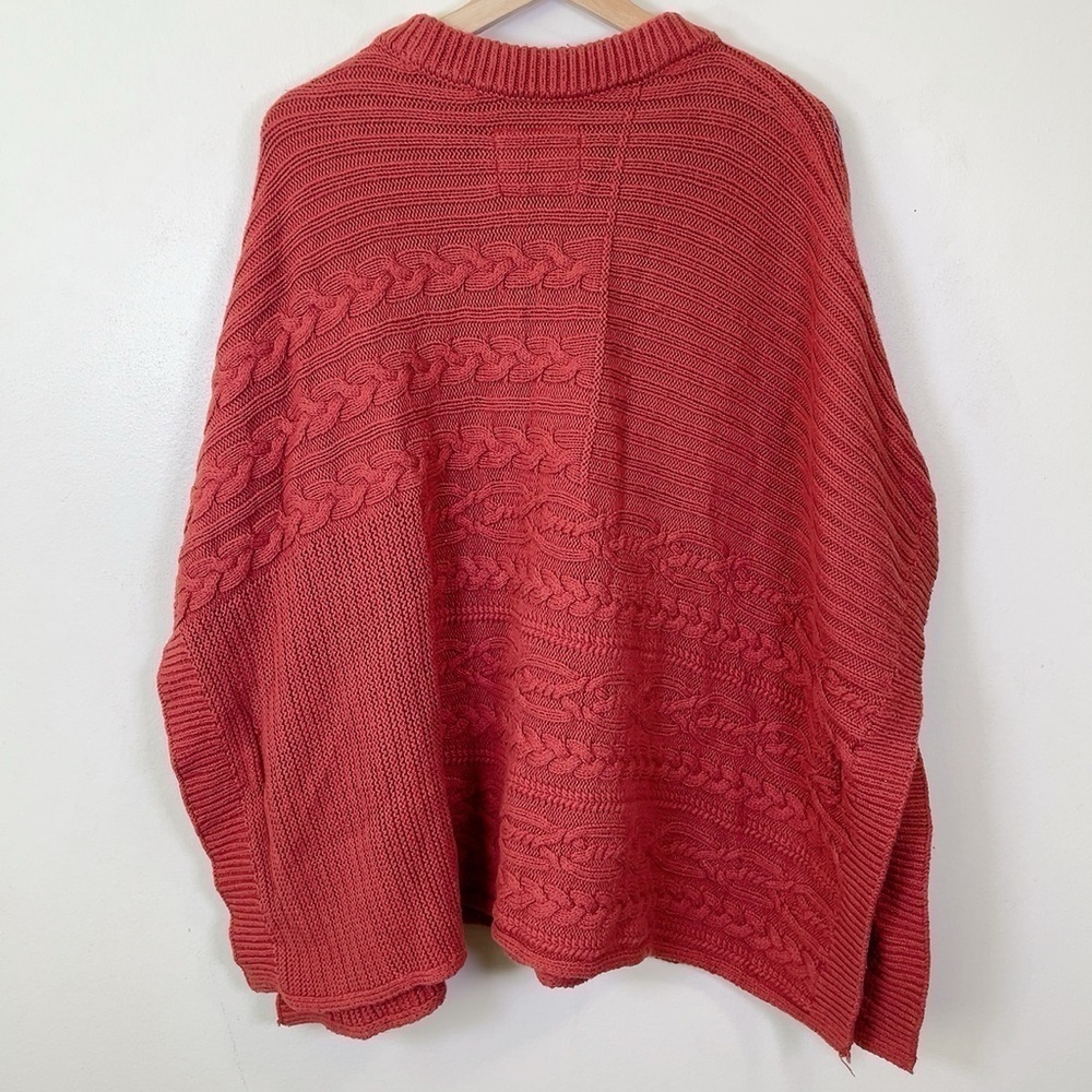 Abercrombie & Fitch Pumpkin Spice Orange Chunky Cable Knit Poncho Sweater - Picture 16 of 16